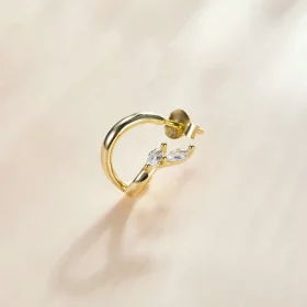 Pandora Style 18ct Gold Plated Diamond Hoop Earrings - SCE1080