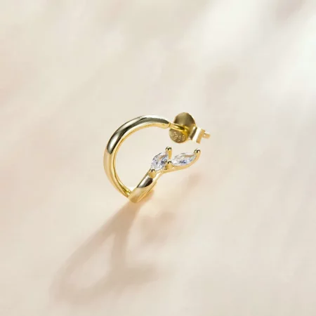 Pandora Style 18ct Gold Plated Diamond Hoop Earrings - SCE1080