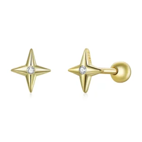 Pandora Style 18ct Gold Plated Golden Stars Stud Earrings - SCE1117 Pandora Style 18ct Gold Plated Golden Stars Stud Earrings - SCE1117
