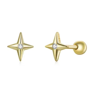 (image for) Pandora Style 18ct Gold Plated Golden Stars Stud Earrings - SCE1117