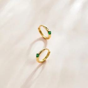 Pandora Style 18ct Gold Plated green zircon Hoop Earrings - SCE1050-GN Pandora Style 18ct Gold Plated green zircon Hoop Earrings - SCE1050-GN