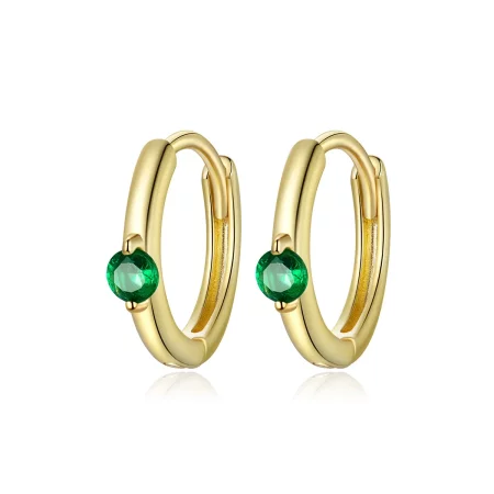 Pandora Style 18ct Gold Plated green zircon Hoop Earrings - SCE1050-GN Pandora Style 18ct Gold Plated green zircon Hoop Earrings - SCE1050-GN