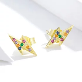 Pandora Style 18ct Gold Plated Lightning Stud Earrings - SCE806 Pandora Style 18ct Gold Plated Lightning Stud Earrings - SCE806