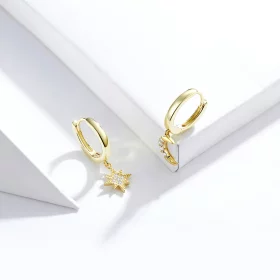 Pandora Style 18ct Gold Plated Moon & Star Dangle Earrings - SCE785 Pandora Style 18ct Gold Plated Moon & Star Dangle Earrings - SCE785