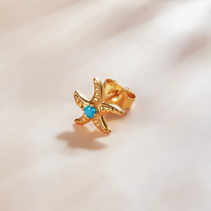 (image for) Pandora Style 18ct Gold Plated Mysterious Spain Starfish Stud Earrings - SCE1152 - View 2