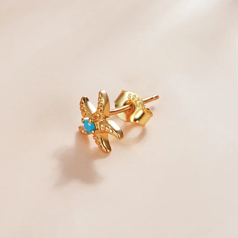 (image for) Pandora Style 18ct Gold Plated Mysterious Spain Starfish Stud Earrings - SCE1152 - View 3