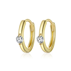 (image for) Pandora Style 18ct Gold Plated Shining Diamond Hoop Earrings - SCE1050-B