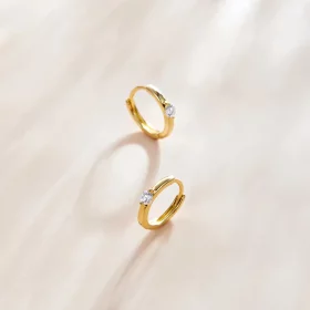 Pandora Style 18ct Gold Plated Shining Diamond Hoop Earrings - SCE1050-B Pandora Style 18ct Gold Plated Shining Diamond Hoop Earrings - SCE1050-B