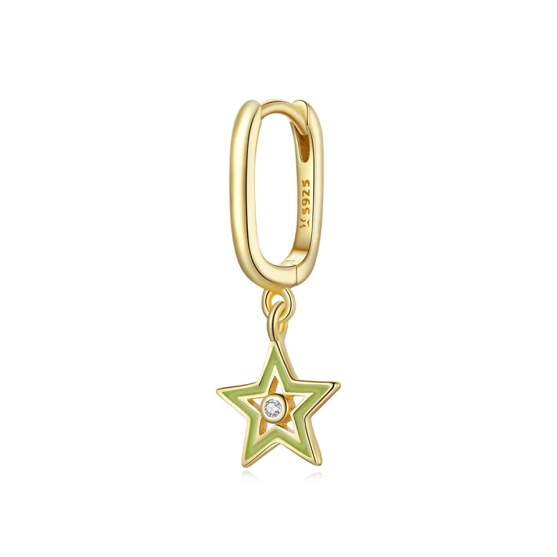 (image for) Pandora Style 18ct Gold Plated Shining Star Dangle Earrings - SCE1077-YE - Product Image