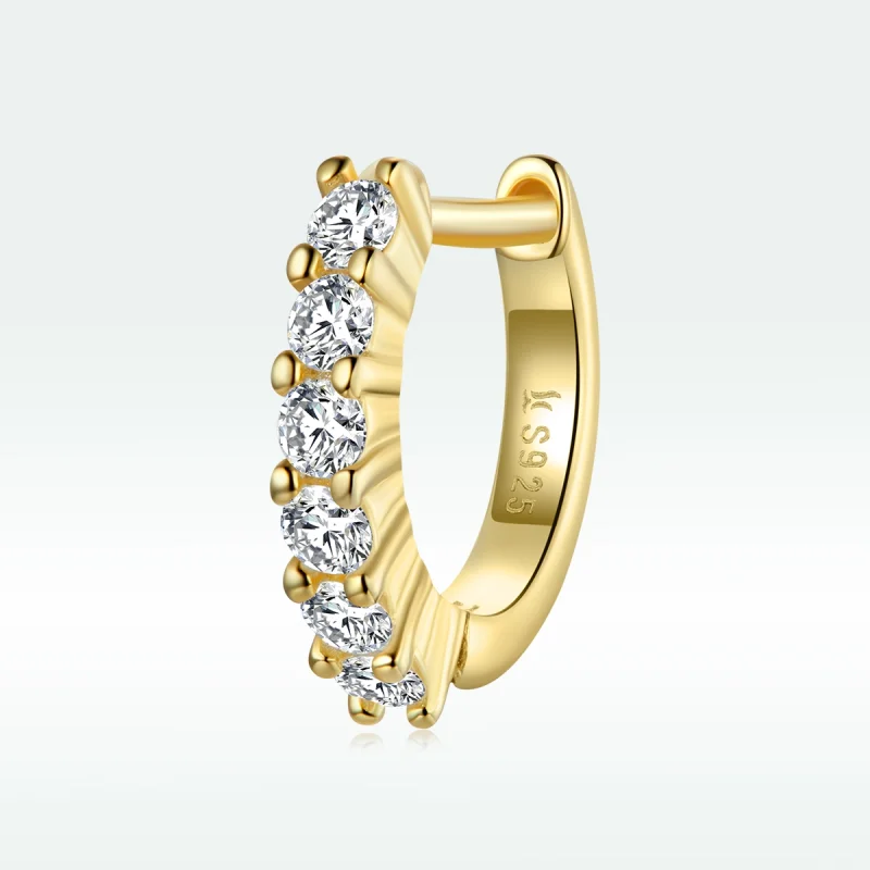 (image for) Pandora Style 18ct Gold Plated Shiny White Hoop Earrings - SCE1103 - View 4