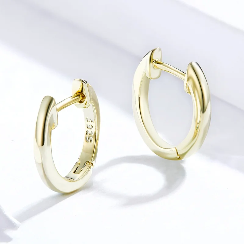 (image for) Pandora Style 18ct Gold Plated Simple Hoop Earrings - SCE808 - View 3