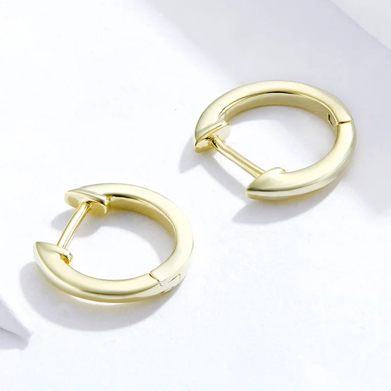 (image for) Pandora Style 18ct Gold Plated Simple Hoop Earrings - SCE808 - View 4