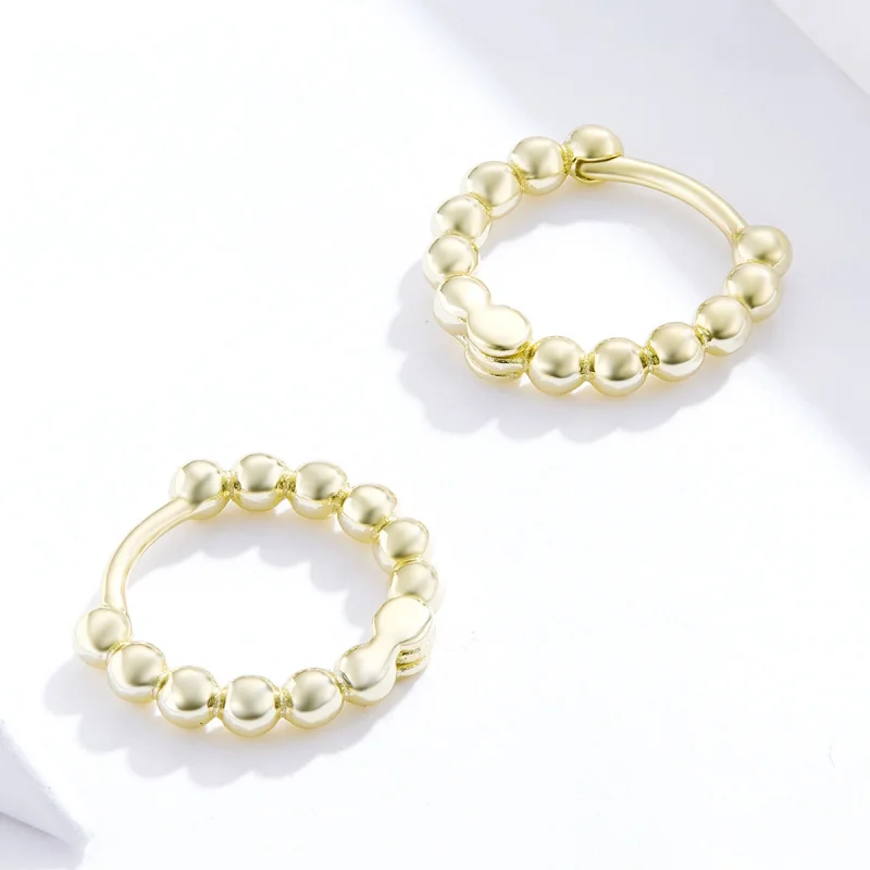 (image for) Pandora Style 18ct Gold Plated Small Ball Hoop Earrings - SCE807-B - View 4