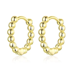 (image for) Pandora Style 18ct Gold Plated Small Ball Hoop Earrings - SCE807-B