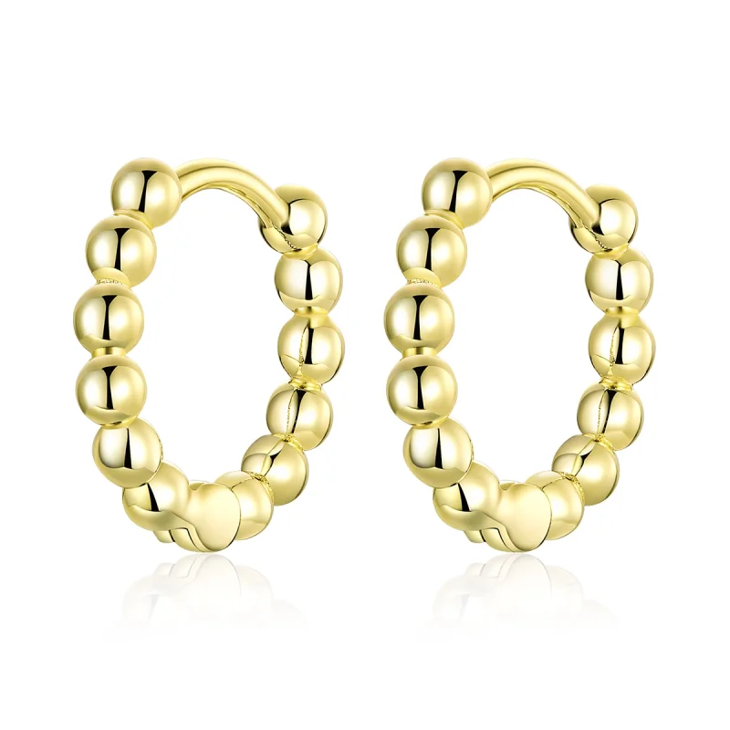 (image for) Pandora Style 18ct Gold Plated Small Ball Hoop Earrings - SCE807-B - Product Image