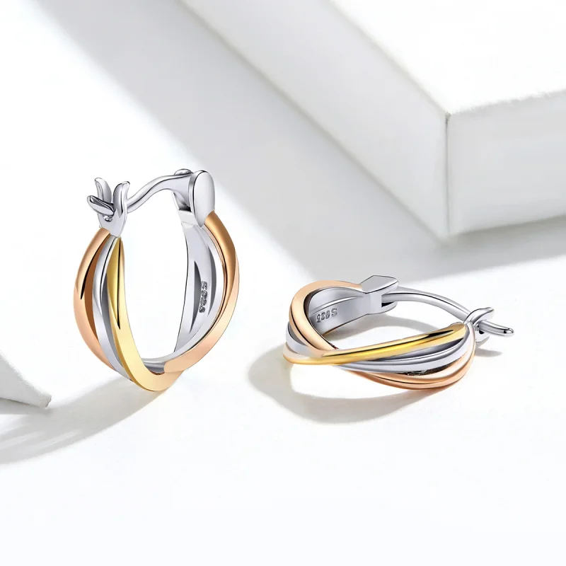 (image for) Pandora Style Bicolor Stud Earrings - SCE719 - View 2