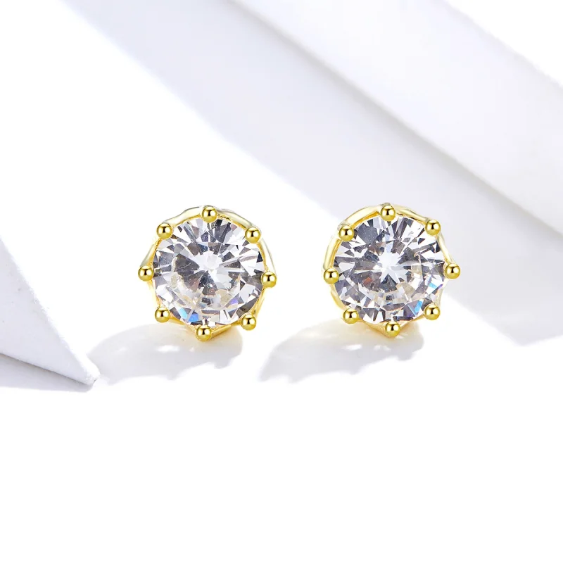 (image for) Pandora Style Gold-Plated Light Stud Earrings - SCE499-B - View 5