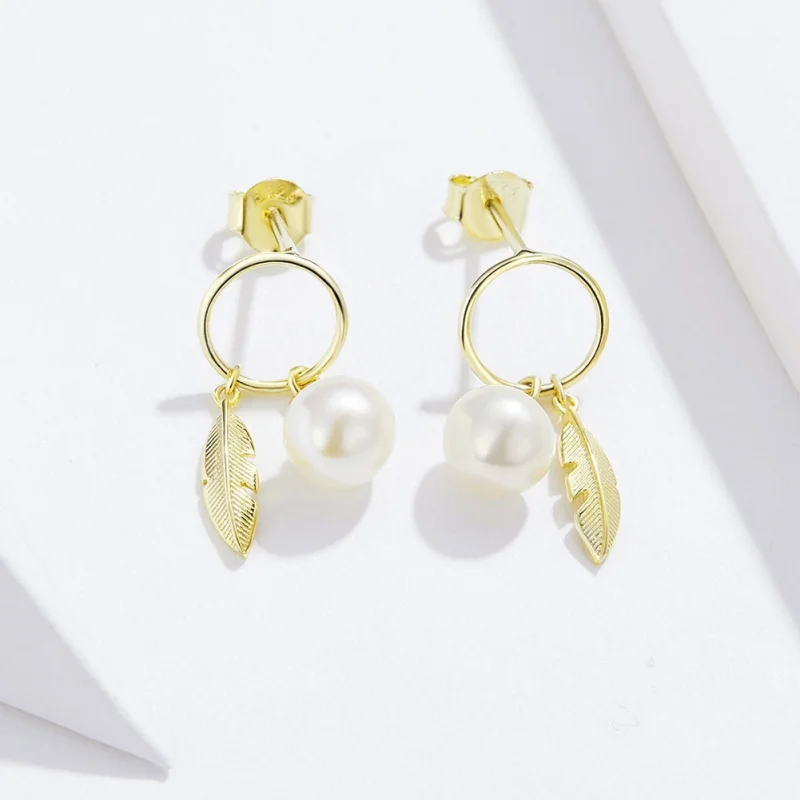 (image for) Pandora Style Gold-Plated Look Forward To Hanging Earrings - SCE671 - View 2