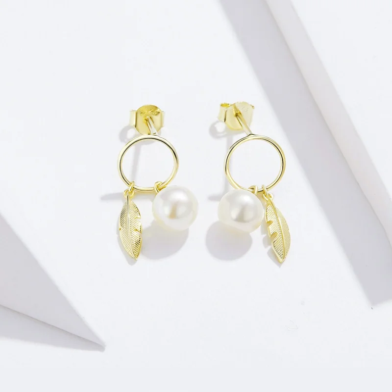 (image for) Pandora Style Gold-Plated Look Forward To Hanging Earrings - SCE671 - View 4