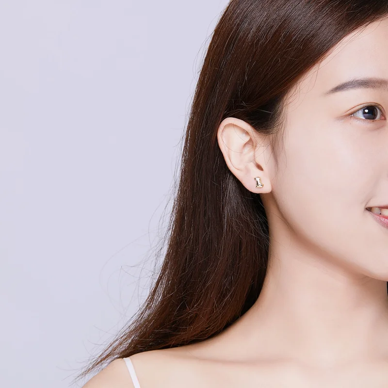 (image for) Pandora Style Gold-Plated Puppy Stud Earrings - SCE584-C - View 5