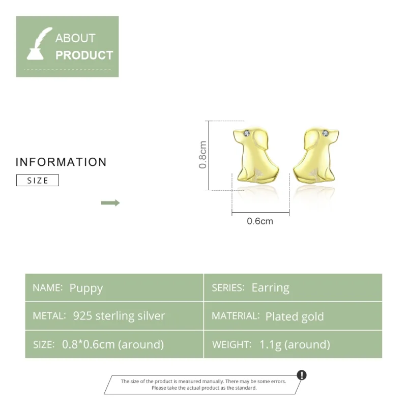 (image for) Pandora Style Gold-Plated Puppy Stud Earrings - SCE584-C - View 8