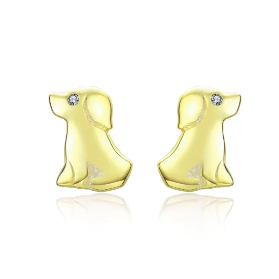 (image for) Pandora Style Gold-Plated Puppy Stud Earrings - SCE584-C