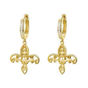 Pandora Style Gold-Plated Iris Hanging Earrings - SCE535 Pandora Style Gold-Plated Iris Hanging Earrings - SCE535