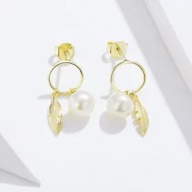 Pandora Style Gold-Plated Look Forward To Hanging Earrings - SCE671 Pandora Style Gold-Plated Look Forward To Hanging Earrings - SCE671