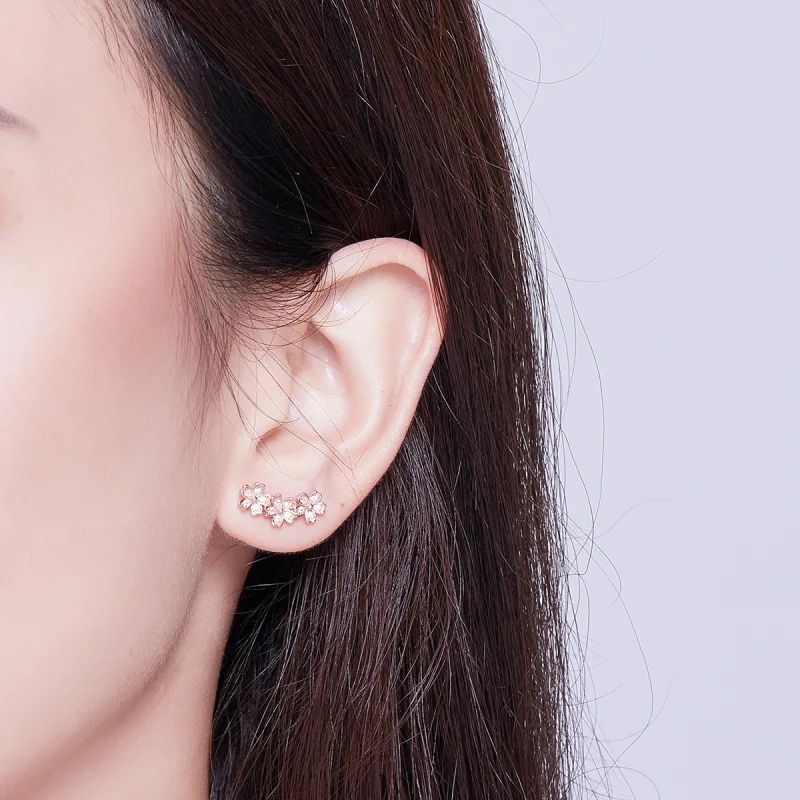 (image for) Pandora Style Rose Gold Contracted Daisy Stud Earrings - SCE419-C - View 5