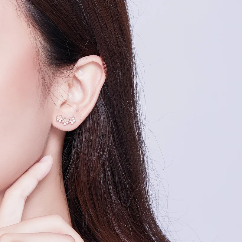 (image for) Pandora Style Rose Gold Contracted Daisy Stud Earrings - SCE419-C - View 6