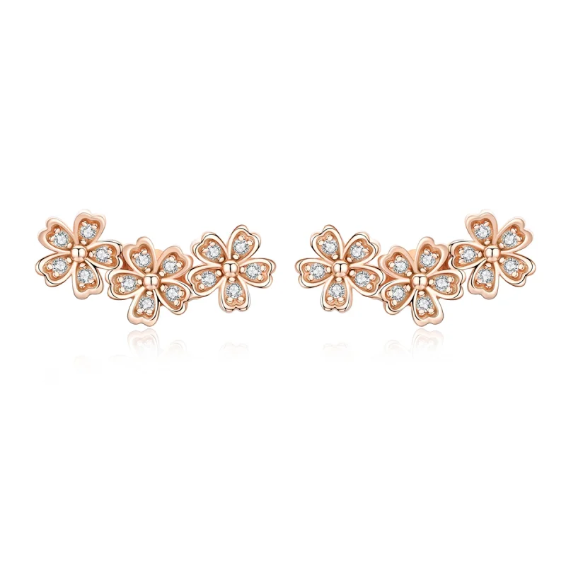 (image for) Pandora Style Rose Gold Contracted Daisy Stud Earrings - SCE419-C - Product Image