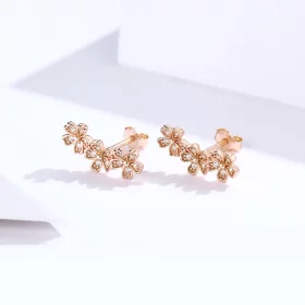 Pandora Style Rose Gold Contracted Daisy Stud Earrings - SCE419-C