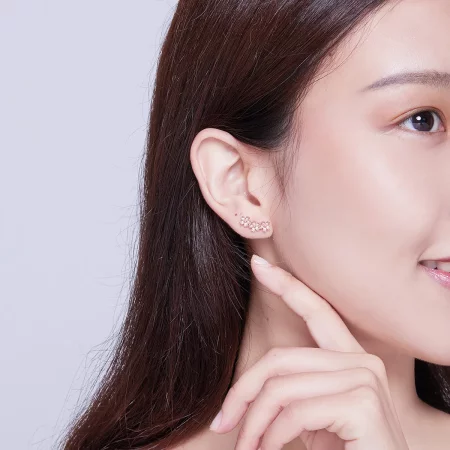 Pandora Style Rose Gold Contracted Daisy Stud Earrings - SCE419-C