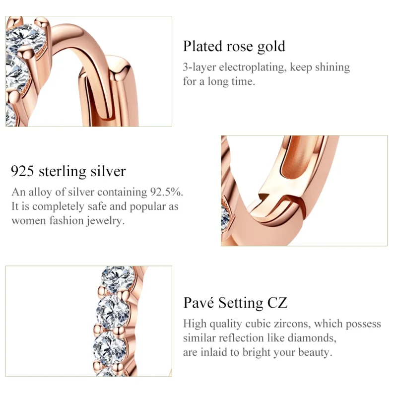 (image for) Pandora Style Rose Gold Declaration of Grace Hoop Earrings - SCE351-C - View 4