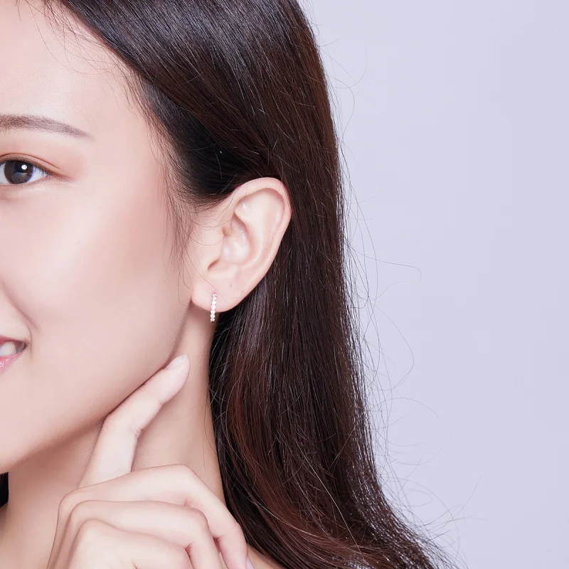 (image for) Pandora Style Rose Gold Declaration of Grace Hoop Earrings - SCE351-C - View 2