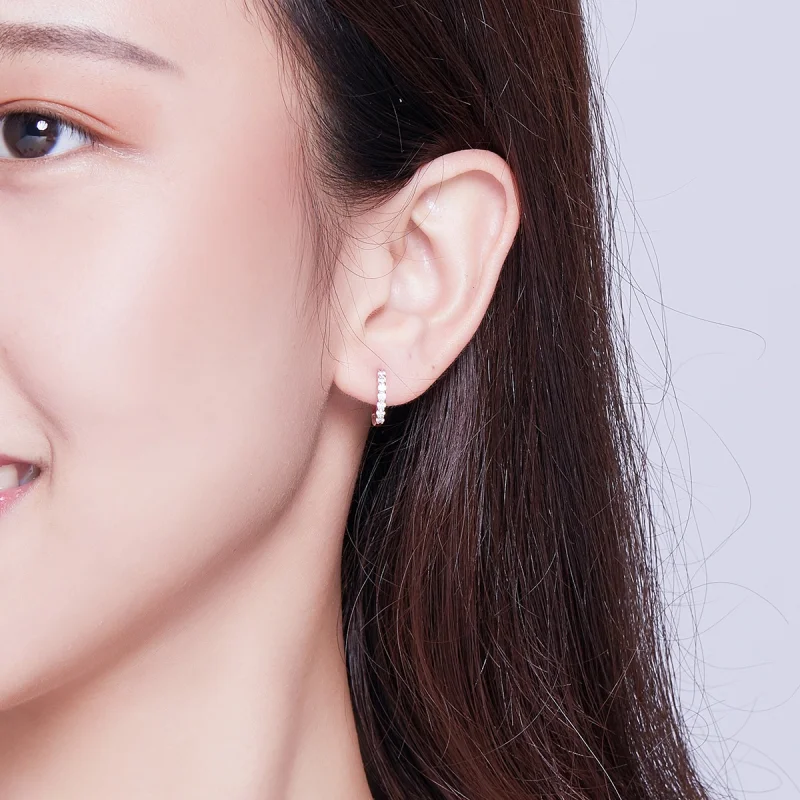 (image for) Pandora Style Rose Gold Declaration of Grace Hoop Earrings - SCE351-C - View 8