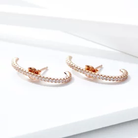 Pandora Style Rose Gold Elegant Radians Hoop Earrings - SCE548 Pandora Style Rose Gold Elegant Radians Hoop Earrings - SCE548