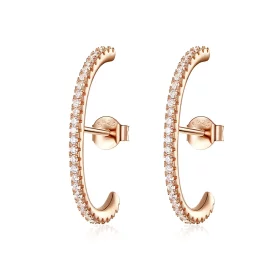 Pandora Style Rose Gold Elegant Radians Hoop Earrings - SCE548 Pandora Style Rose Gold Elegant Radians Hoop Earrings - SCE548