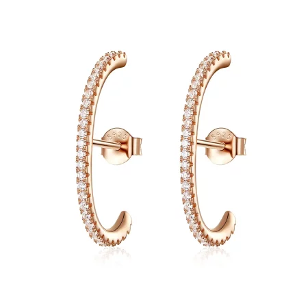 Pandora Style Rose Gold Elegant Radians Hoop Earrings - SCE548 Pandora Style Rose Gold Elegant Radians Hoop Earrings - SCE548