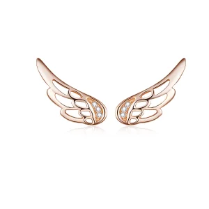 (image for) Pandora Style Rose Gold Elf Wings Stud Earrings - SCE343-C