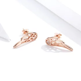 Pandora Style Rose Gold Elf Wings Stud Earrings - SCE343-C Pandora Style Rose Gold Elf Wings Stud Earrings - SCE343-C