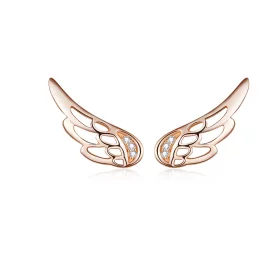 Pandora Style Rose Gold Elf Wings Stud Earrings - SCE343-C Pandora Style Rose Gold Elf Wings Stud Earrings - SCE343-C