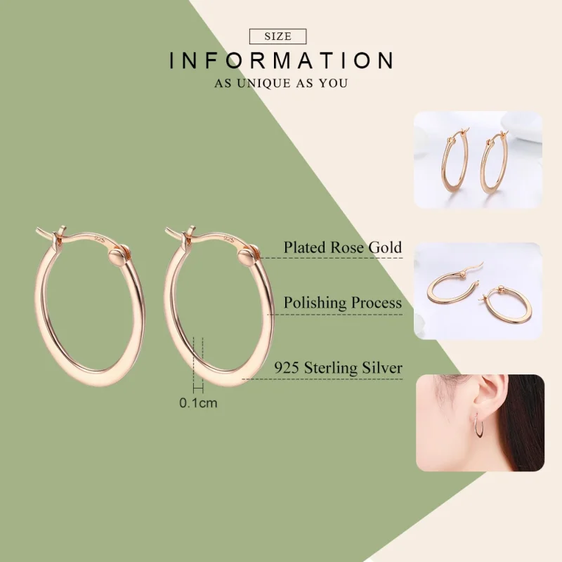 (image for) Pandora Style Rose Gold Hoop Earrings - SCE478 - View 3