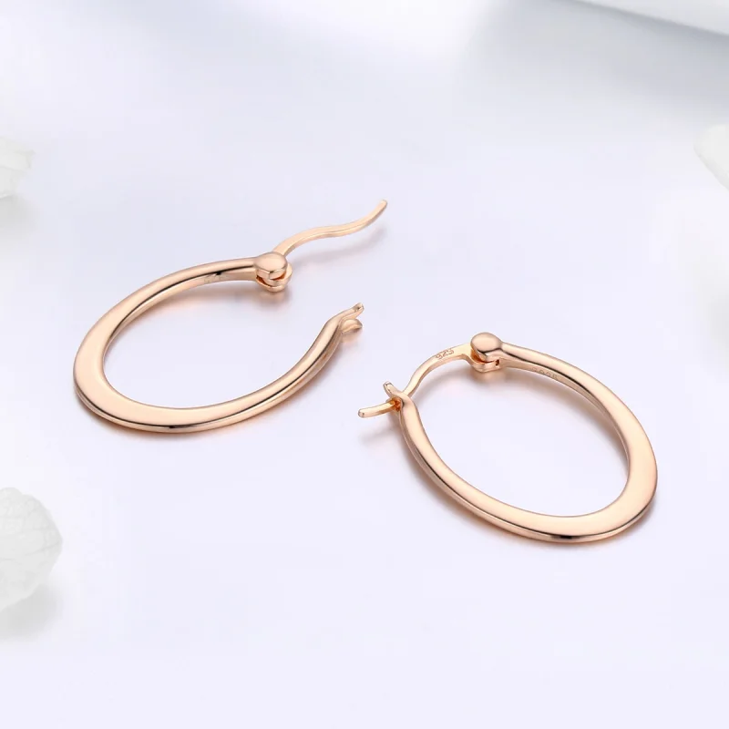 (image for) Pandora Style Rose Gold Hoop Earrings - SCE478 - View 6