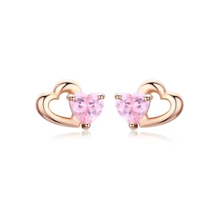 (image for) Pandora Style Rose Gold Palpitation Stud Earrings - SCE090-C
