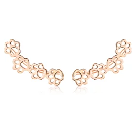 Pandora Style Rose Gold Paw Trail Stud Earrings - SCE430-C