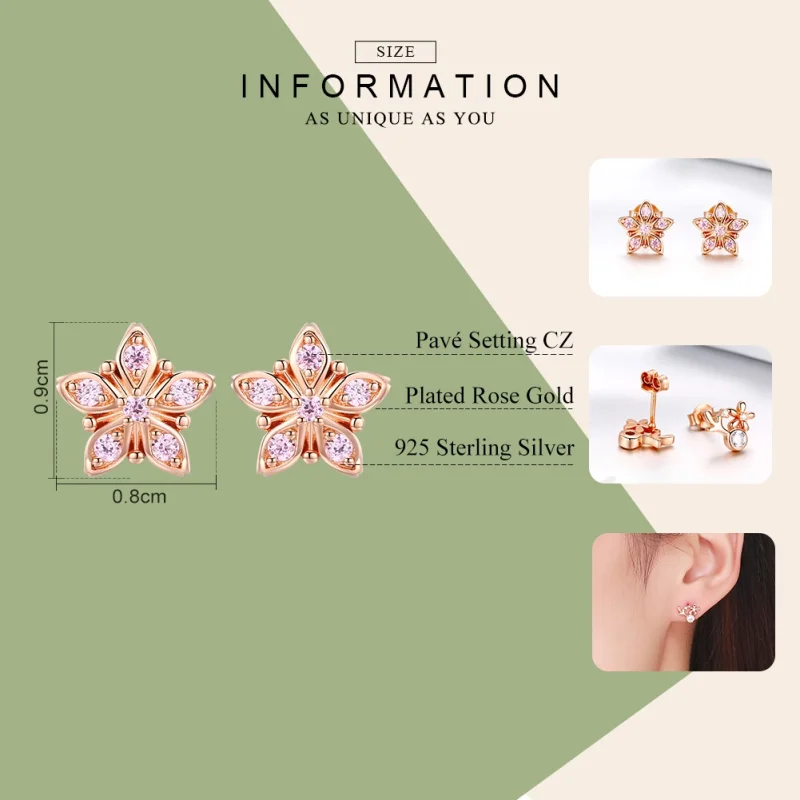 (image for) Pandora Style Rose Gold Pink Daisy Stud Earrings - BSE034 - View 7