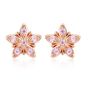 (image for) Pandora Style Rose Gold Pink Daisy Stud Earrings - BSE034