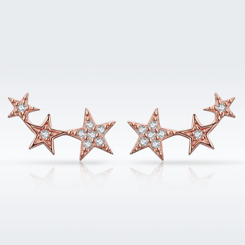 (image for) Pandora Style Rose Gold Secrets of Stars Stud Earrings - SCE291 - View 4