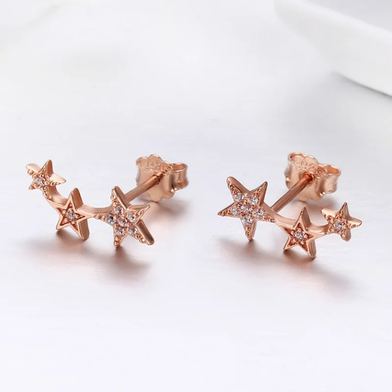 (image for) Pandora Style Rose Gold Secrets of Stars Stud Earrings - SCE291 - View 5